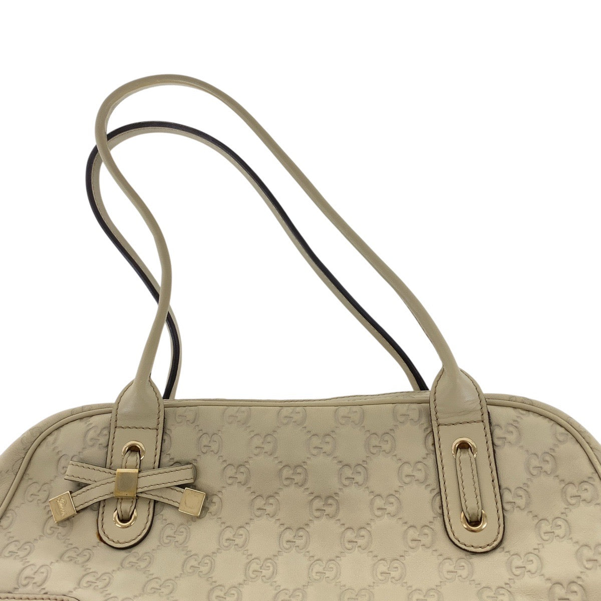 15252
GUCCI グッチ グッチシマ プリンシー オフホワイト ゴールド金具 レザー 161720 トートバッグ ミニボストンバッグ レディース