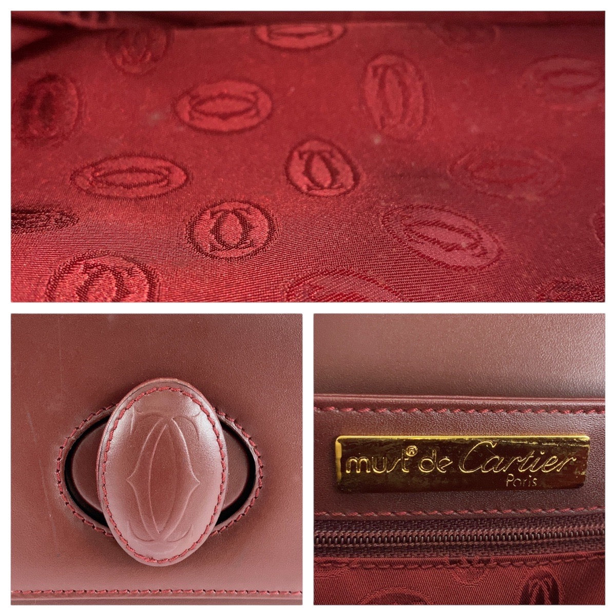 15273
CARTIER カルティエ マストライン ボルドー ゴールド金具 レザー ショルダーバッグ ポシェット レディース ABP24