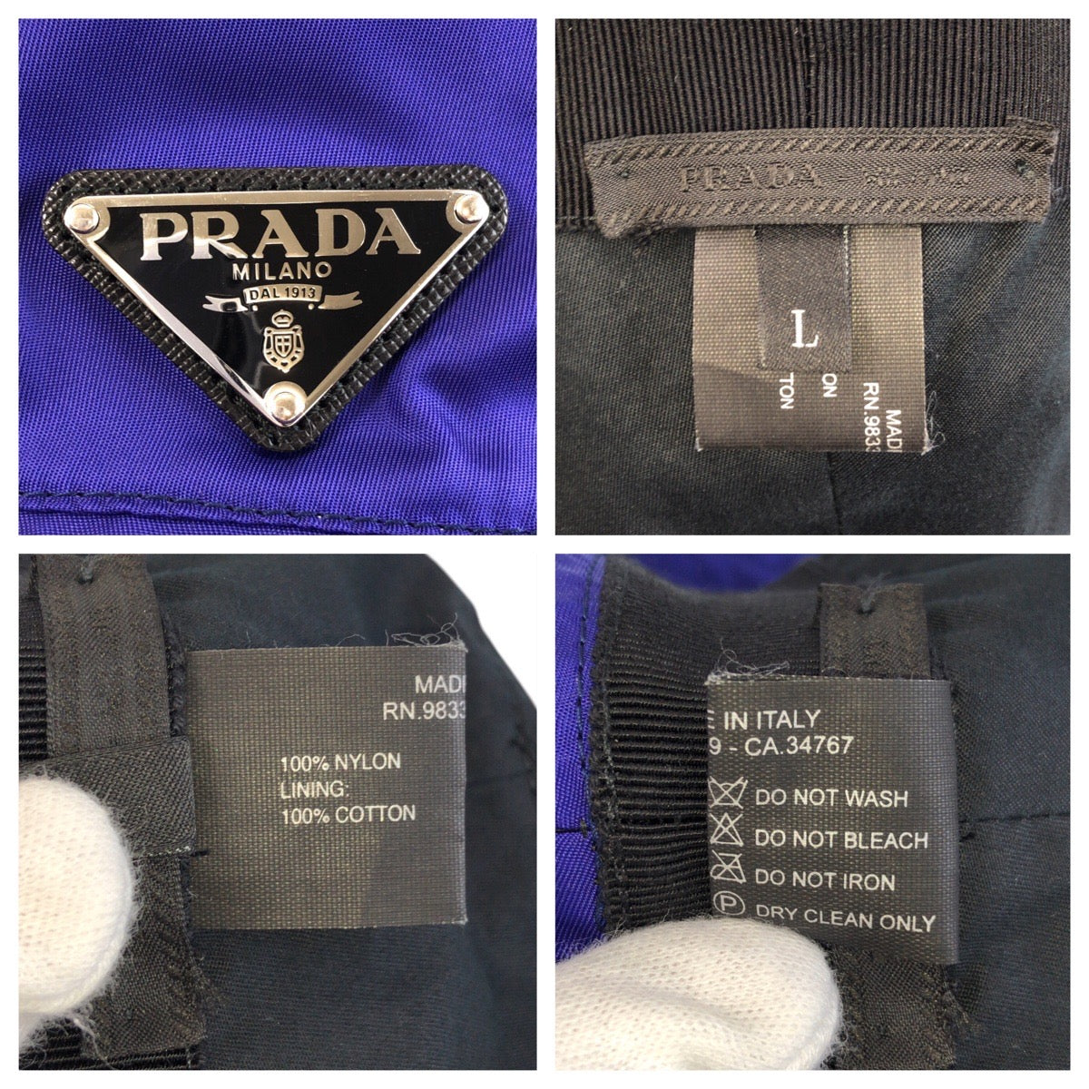 15287
PRADA プラダ テスート 三角ロゴプレート パープル ナイロン バケットハット メンズ