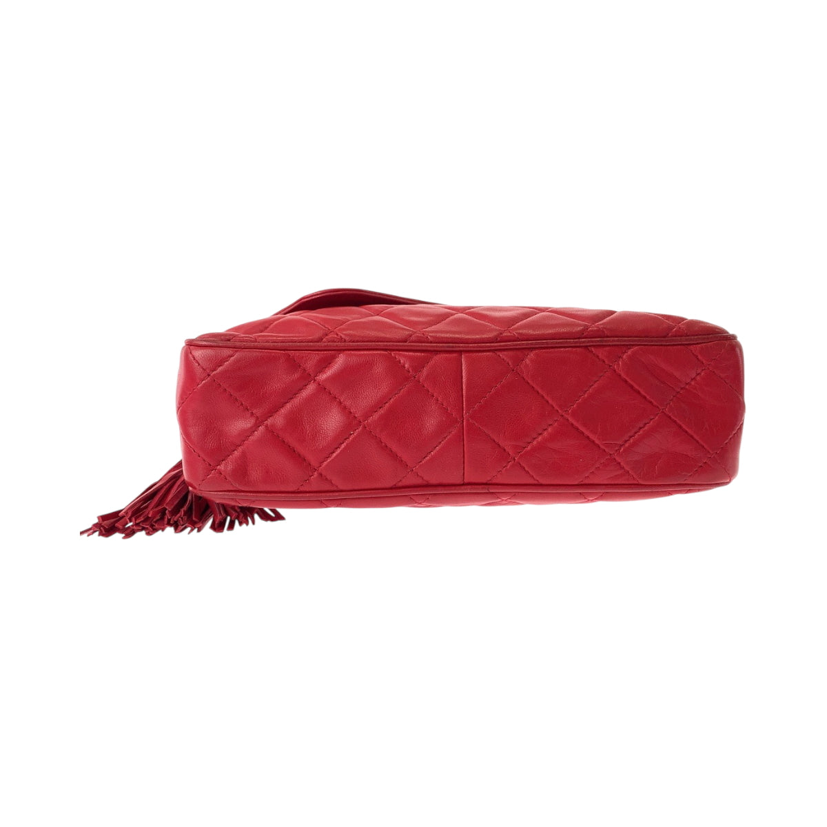 15328
CHANEL シャネル ヴィンテージ マトラッセ ココマーク タッセル フリンジ レッド ゴールド金具 レザー チェーンショルダーバッグ 肩掛け レディース