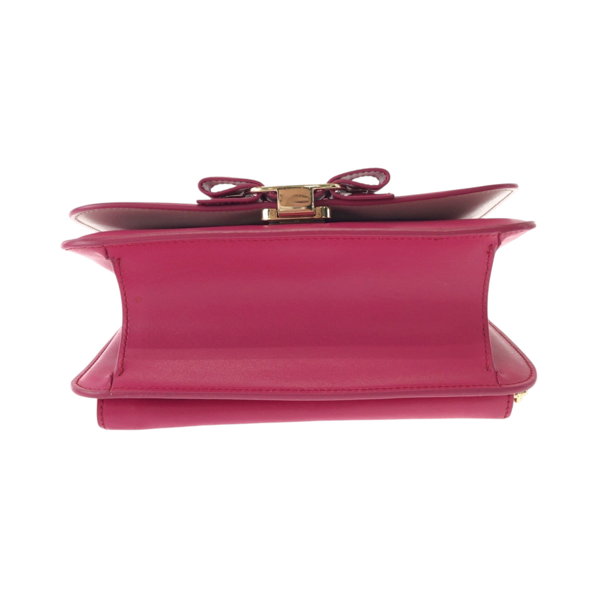 15356
Salvatore Ferragamo サルヴァトーレフェラガモ ヴァラ ピンク ゴールド金具 レザー チェーンショルダーバッグ ポシェット レディース