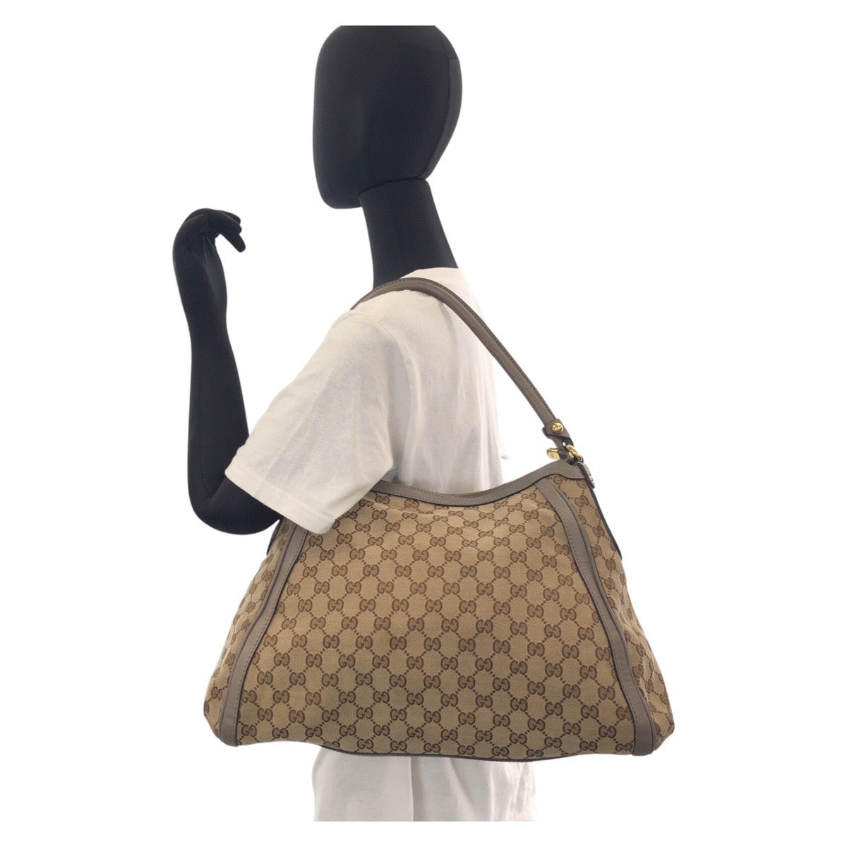15359
GUCCI グッチ スカーレット ベージュ グレー ゴールド金具 GGキャンバス / レザー 282297 ショルダーバッグ レディース