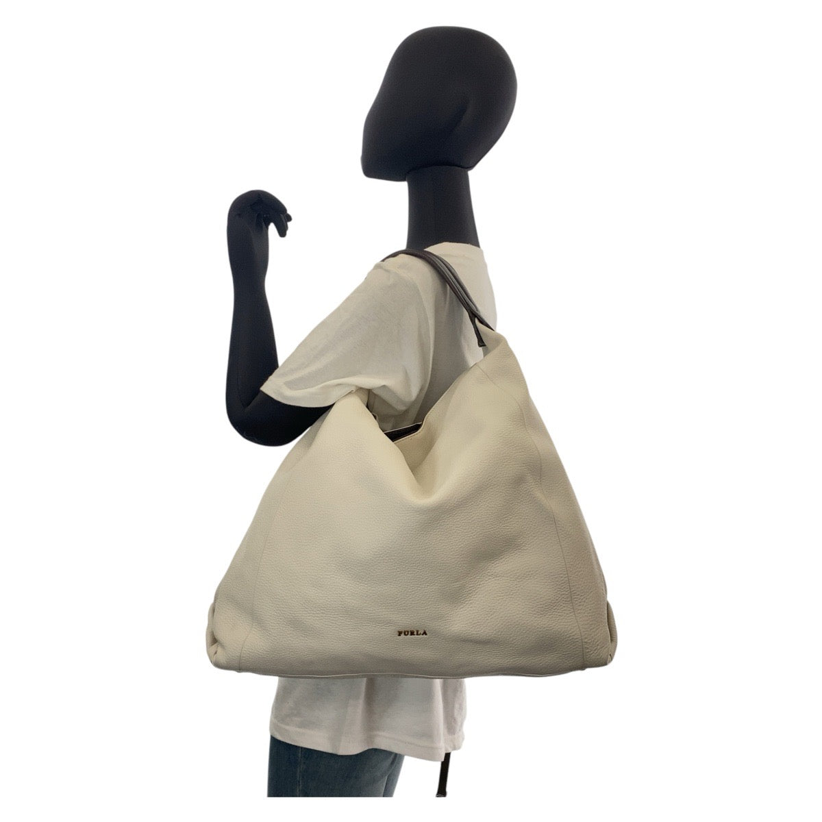 15403
Furla フルラ リズ ホワイト ブラウン ゴールド金具 レザー ショルダーバッグ レディース