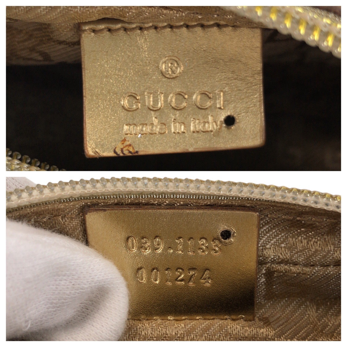 15432
GUCCI グッチ ミントグリーン ゴールド キャンバス / レザー 391133 ハンドバッグ アクセサリーポーチ レディース