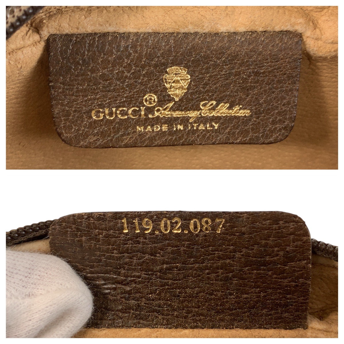 15505
GUCCI グッチ シェリーライン オールドグッチ ブラウン ベージュ ゴールド金具 PVC / レザー 119 02 087 ショルダーバッグ ポシェット レディース