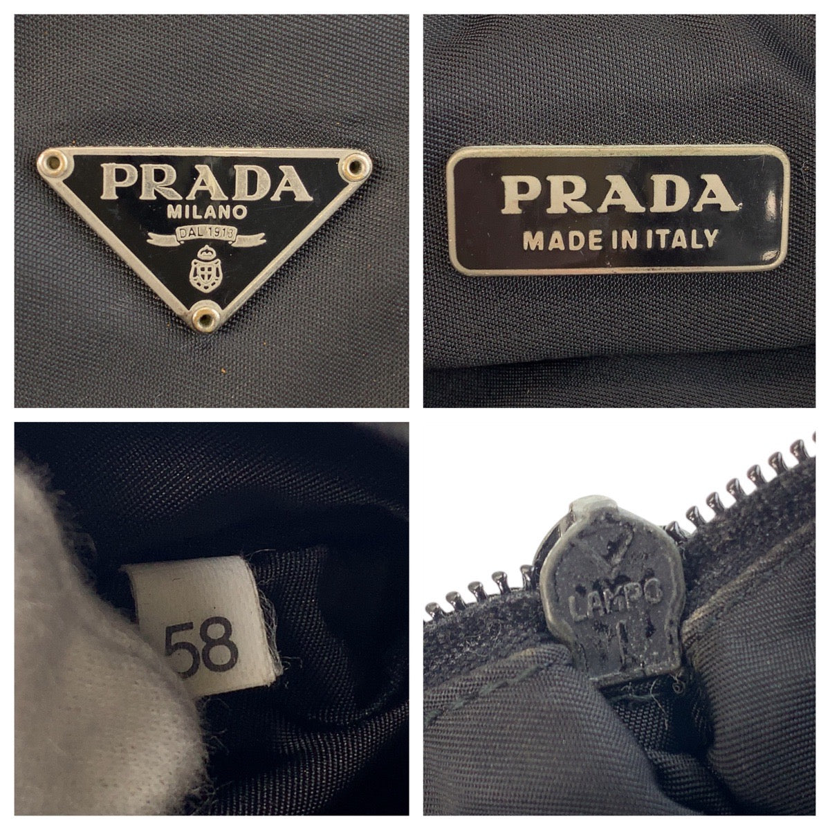 15525
PRADA プラダ テスート 三角ロゴプレート ブラック 黒 シルバー金具 ナイロン ショルダーバッグ ハンドバッグ アクセサリーポーチ レディース