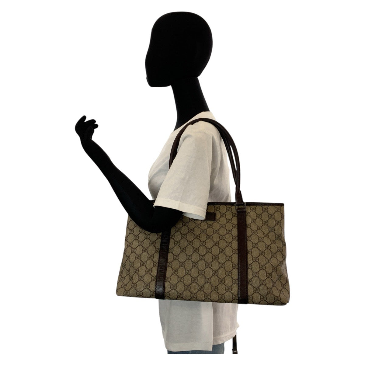 15548
GUCCI グッチ ベージュ ブラウン GGスプリームキャンバス / レザー 114595 トートバッグ ショルダーバッグ レディース