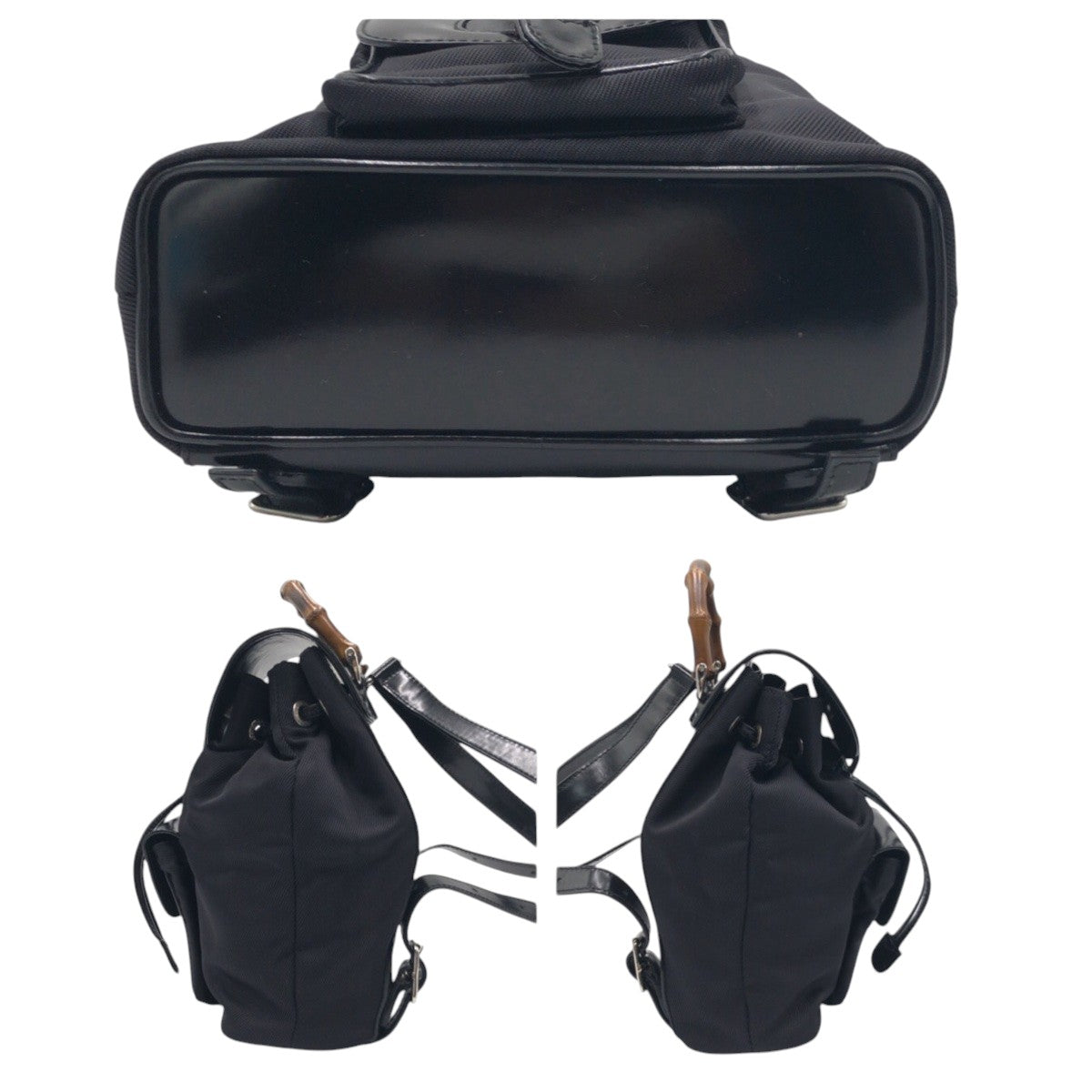 15577
GUCCI グッチ バンブー ブラック シルバー金具 ナイロン / エナメル 0032852 リュック デイパック リュックサック バックパック 男女兼用 レディース AB9999999