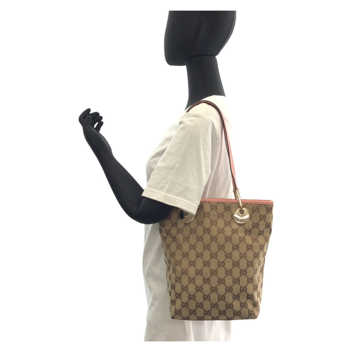 15579
GUCCI グッチ ベージュ ピンク ゴールド金具 GGキャンバス / レザー 120840 トートバッグ ショルダーバッグ レディース