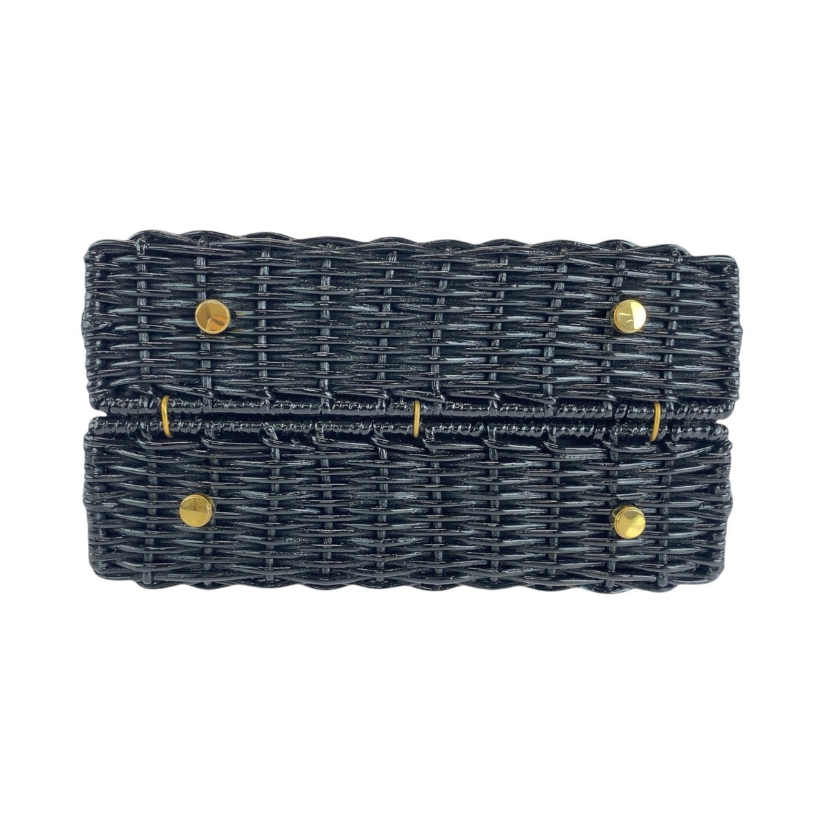 15613
Salvatore Ferragamo Gancini Black Gold Hardware Rattan Handbag for Women