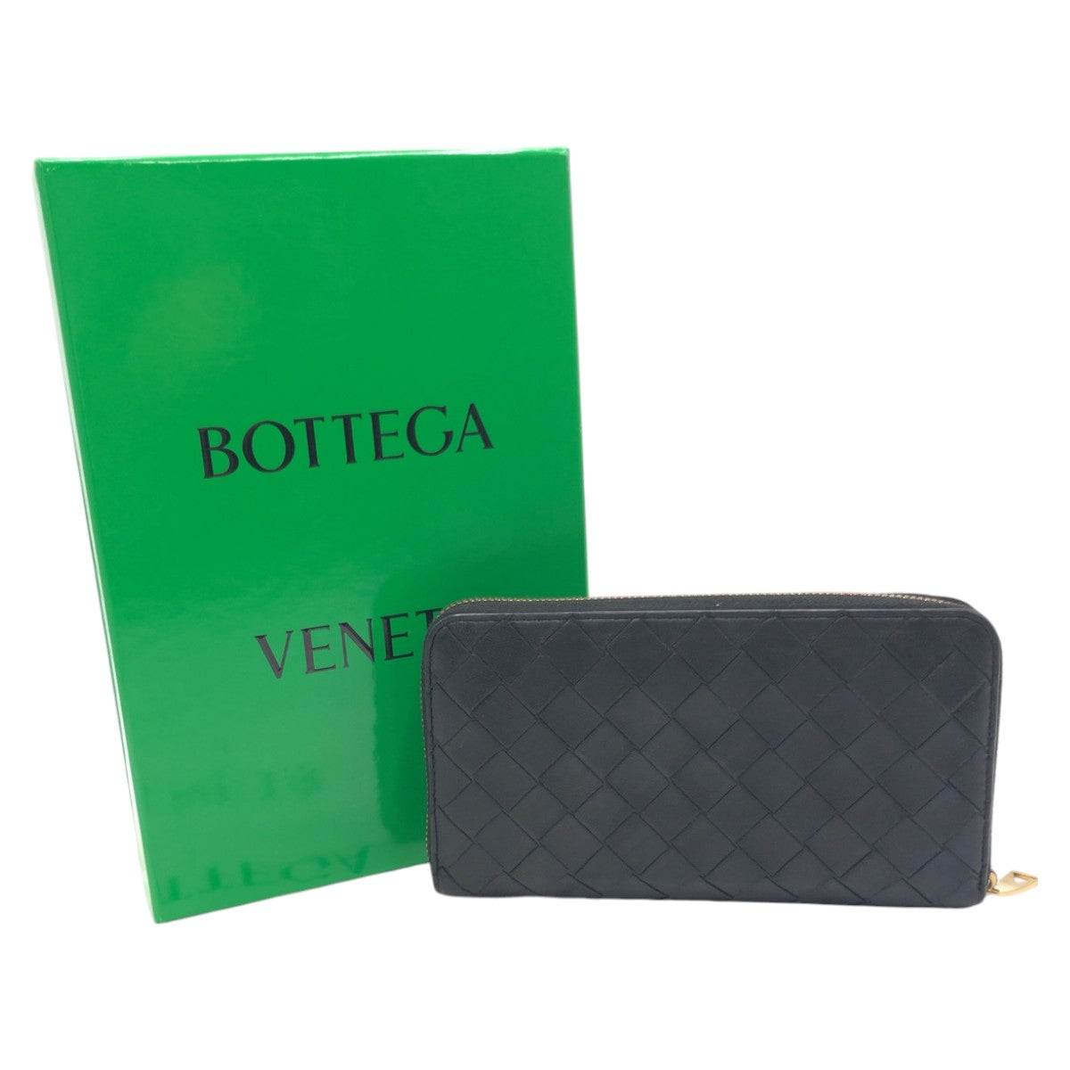15661
BOTTEGAVENETA ボッテガヴェネタ イントレチャート ブラック レザー 長財布 ロングウォレット メンズ ABP26