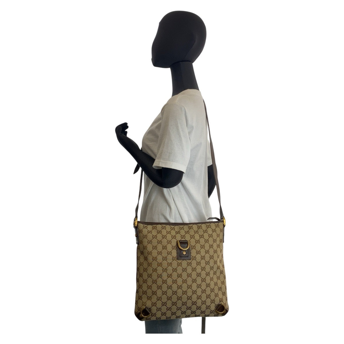 15698
GUCCI グッチ アビー ベージュ ブラウン ゴールド金具 GGキャンバス / レザー 131326 ショルダーバッグ メッセンジャーバッグ レディース ABP27