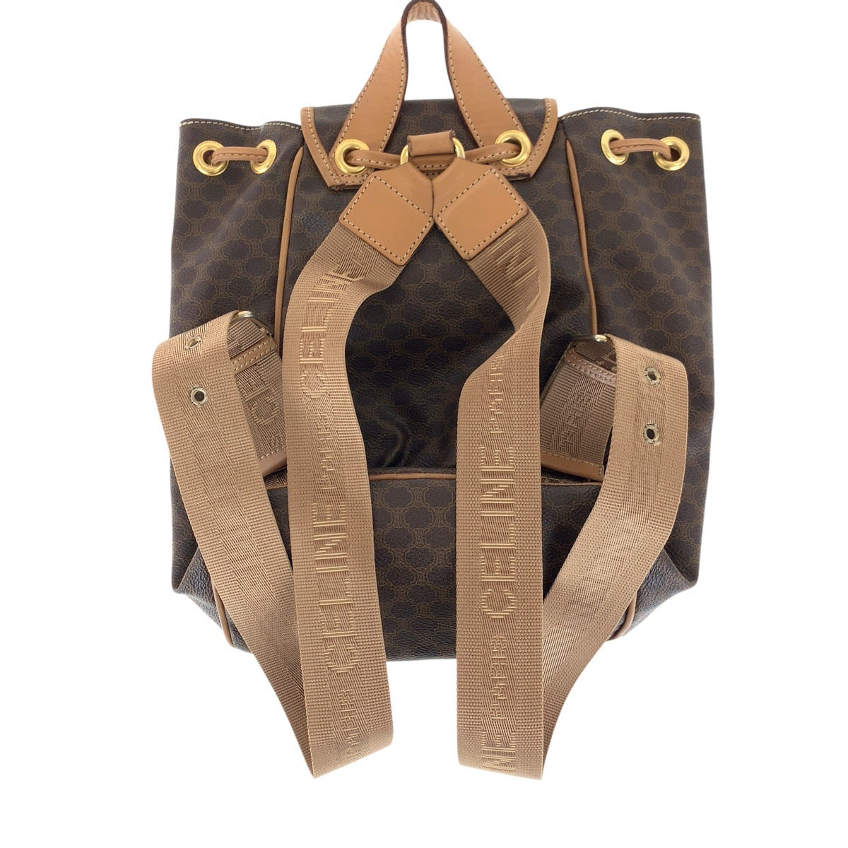 15716
CELINE セリーヌ ヴィンテージ マカダム ブラウン ゴールド金具 PVC / レザー リュック・デイパック バックパック レディース ABP45