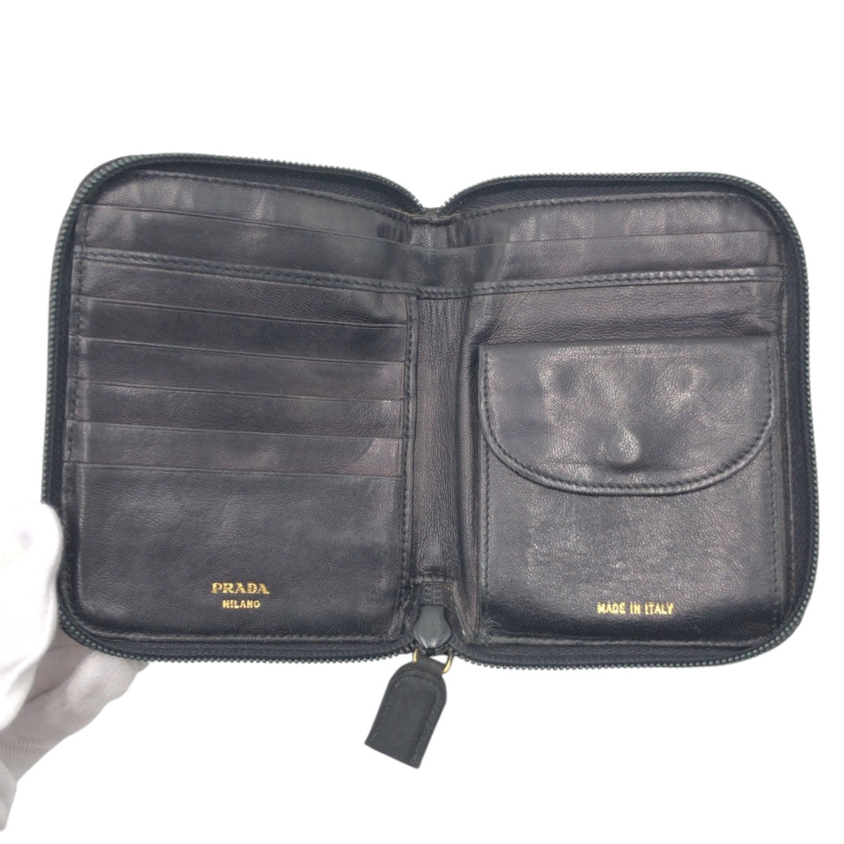 15721
PRADA プラダ ヴィンテージ ブラック 黒 ナイロン 二つ折り財布 折り財布 コンパクトウォレット レディース AB16