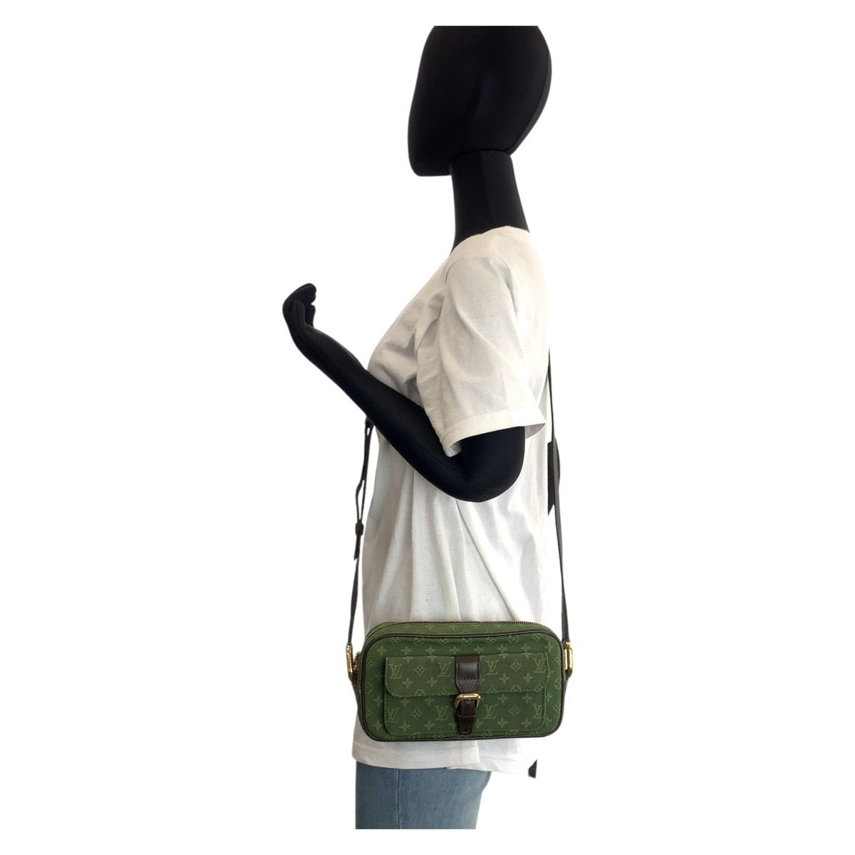 15725
LOUIS VUITTON ルイヴィトン モノグラム ミニ ジュリエット カーキ ゴールド金具 キャンバス / レザー M92418 ショルダーバッグ ポシェット レディース