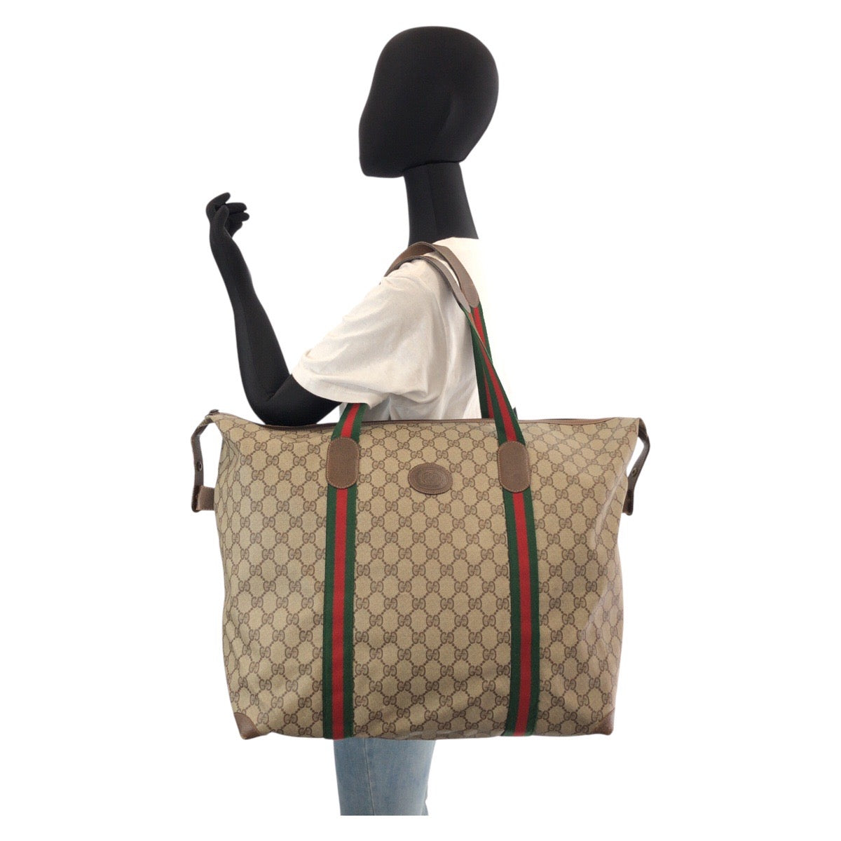 15736
GUCCI グッチ シェリーライン オールドグッチ ベージュ ブラウン GGスプリームキャンバス 89 19 012 トートバッグ ボストンバッグ レディース