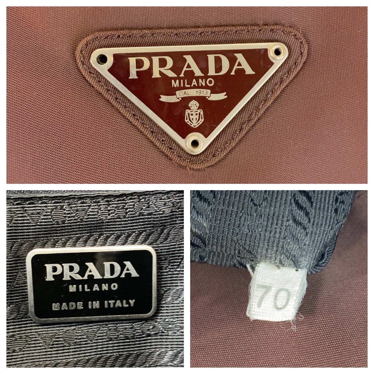15750
PRADA プラダ テスート 三角ロゴプレート ブラウン シルバー金具 ナイロン トートバッグ ショルダーバッグ レディース