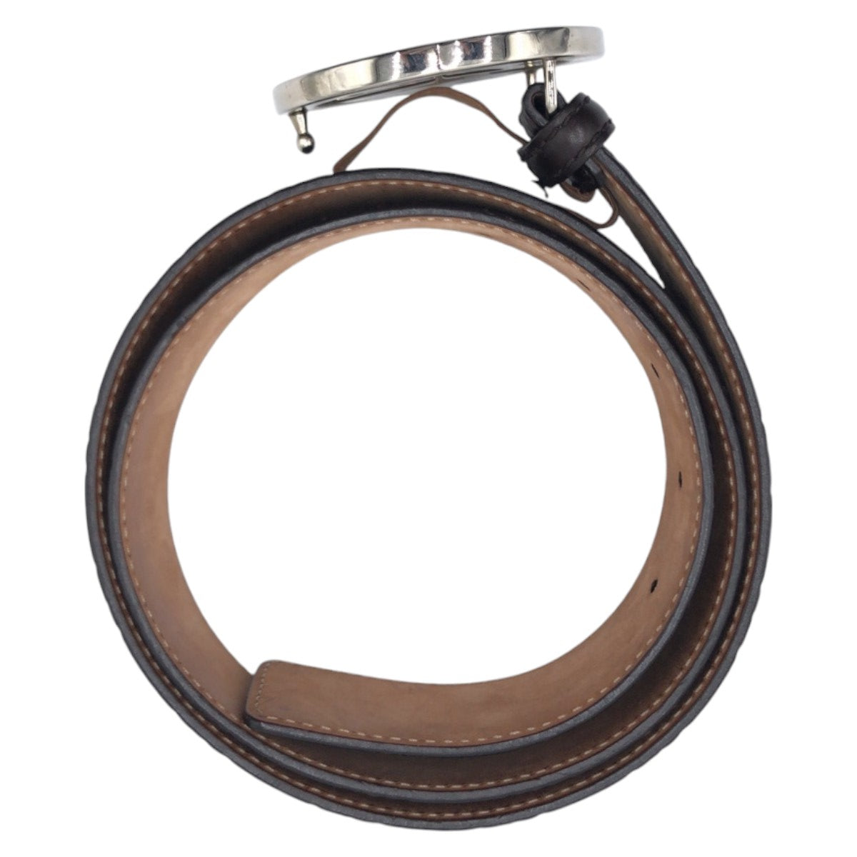 15772
GUCCI グッチ GG柄 ブラウン シルバー レザー 114984 AA61N ベルト 男女兼用 メンズ ABP34