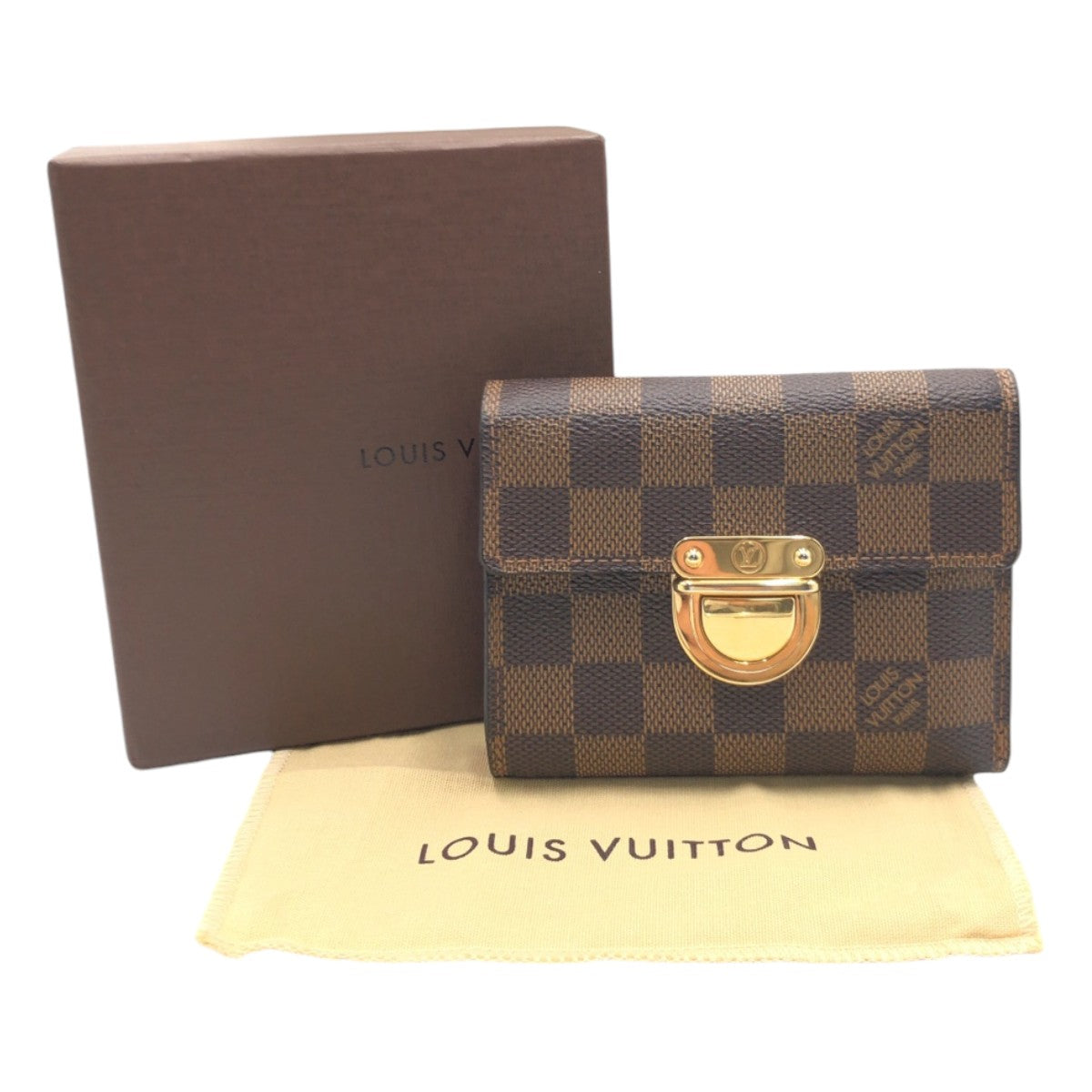 15793
LOUIS VUITTON ルイヴィトン ダミエ ポルトフォイユ コアラ ブラウン ゴールド PVC N60005 三つ折り財布 折り財布 コンパクトウォレット レディース