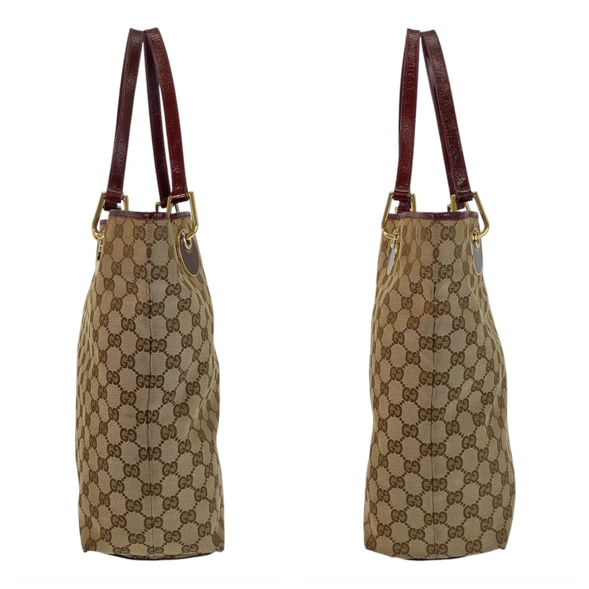 15983
GUCCI グッチ ベージュ ワインレッド ゴールド金具 GGキャンバス / レザー 120836 トートバッグ ショルダーバッグ レディース