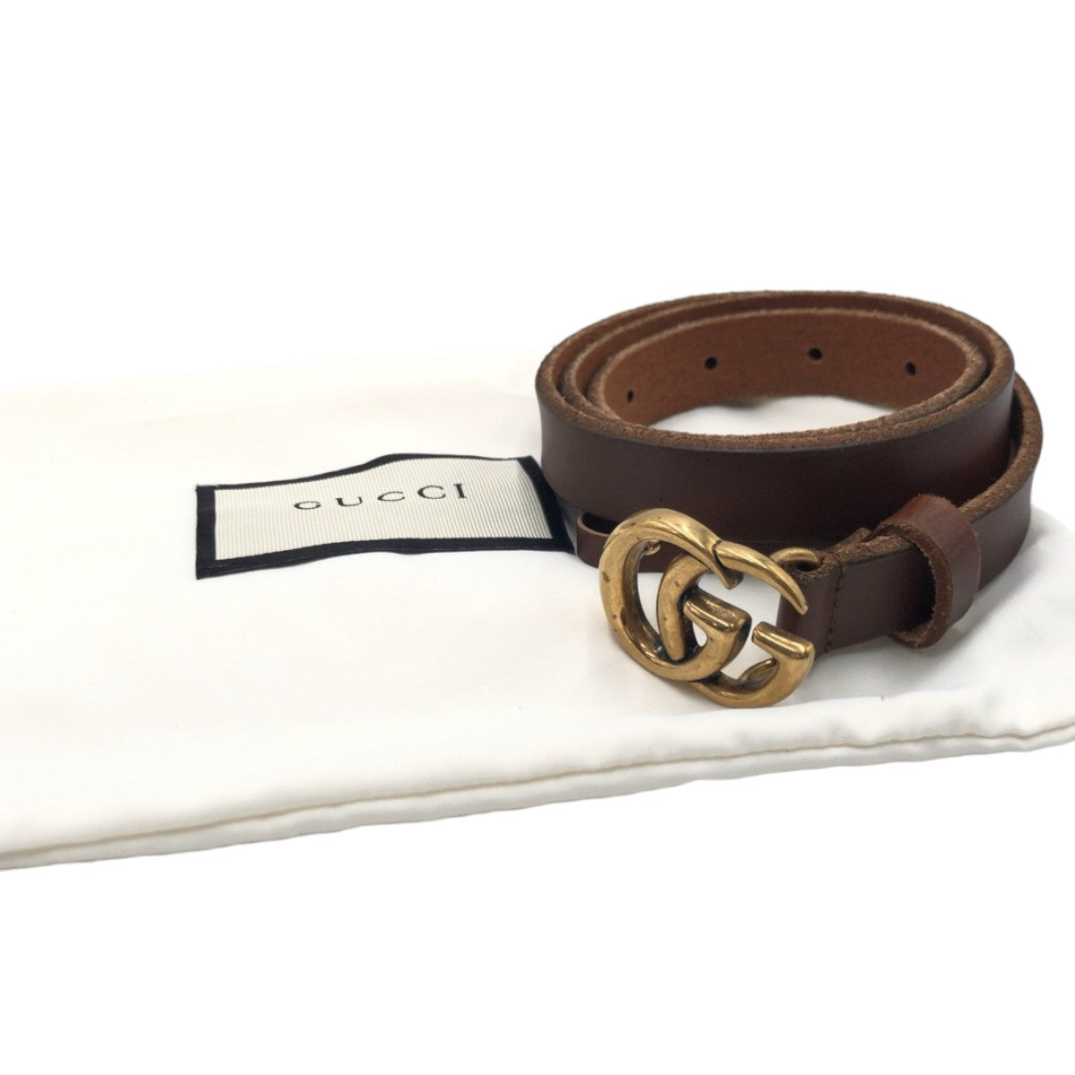 15987
GUCCI グッチ GGマーモント ブラウン ゴールド レザー / メタル 493949 ベルト 男女兼用 レディース A19