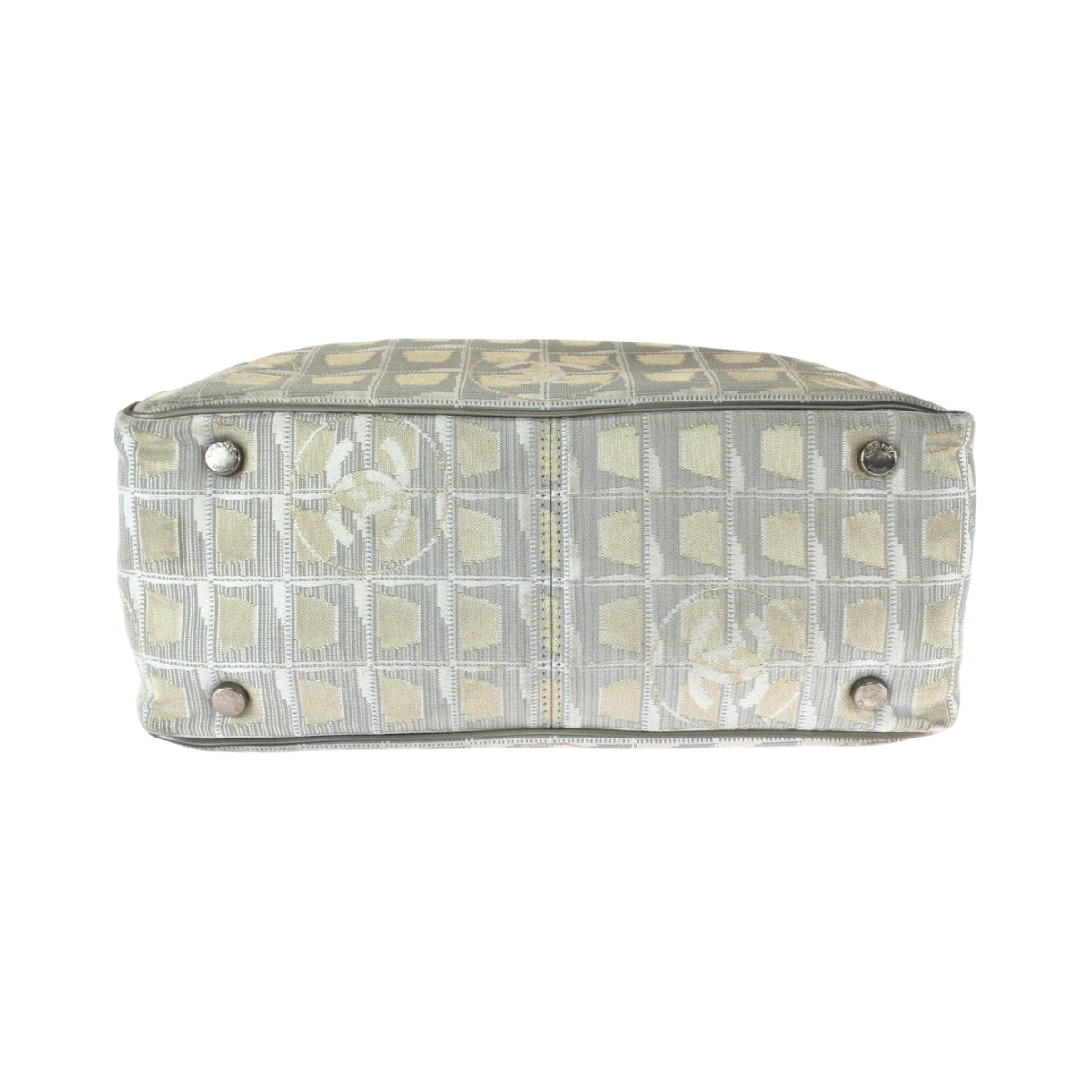 16010
CHANEL シャネル ニュートラベルライントートPM ココマーク シルバー グレー シルバー金具 キャンバス A20457 トートバッグ ハンドバッグ レディース