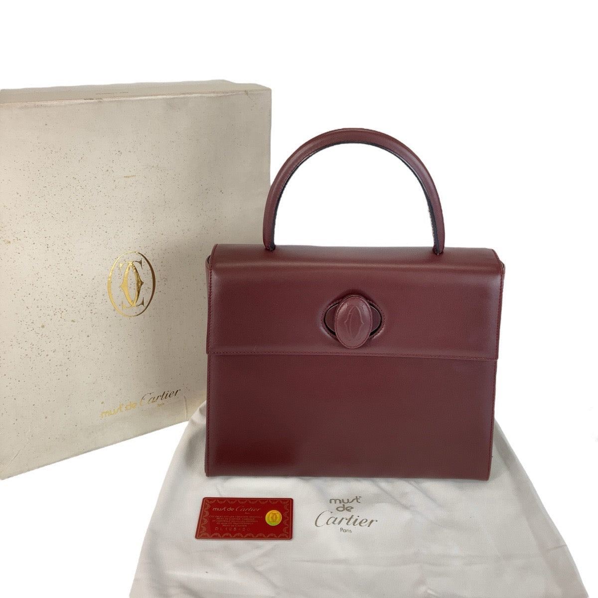 16027
CARTIER カルティエ マストライン ケリー型 ワインレッド ボルドー ゴールド金具 レザー ハンドバッグ レディース A67