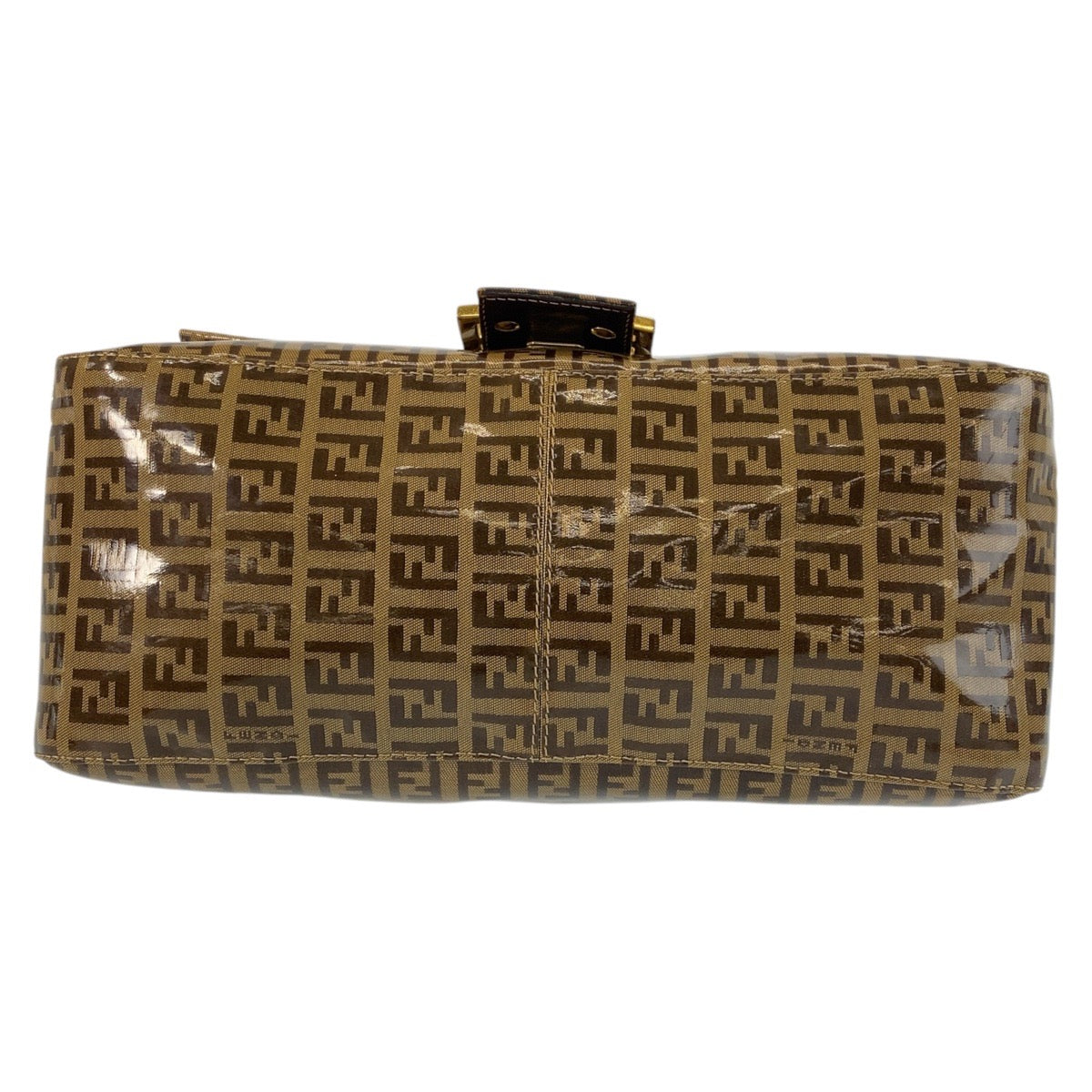 16072
FENDI フェンディ ズッキーノ マンマバケット ブラウン ゴールド金具 エナメル / レザー ショルダーバッグ レディース ABP66