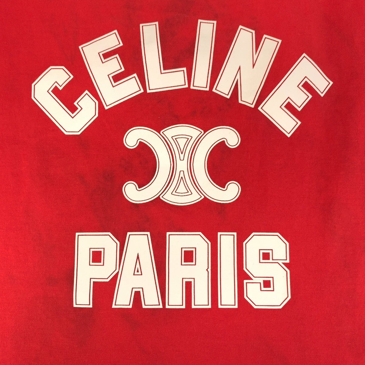16084
CELINE セリーヌ トリオンフ レッド ホワイト コットン タンクトップ キャミソール レディース