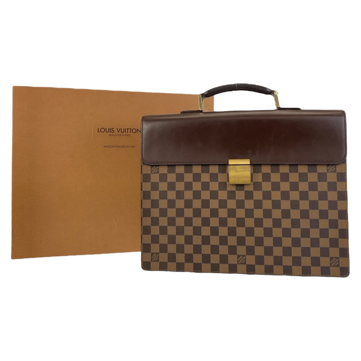 16095
LOUIS VUITTON ルイヴィトン ダミエ アルトナPM ブラウン ゴールド金具 PVC / レザー N53315 ビジネスバッグ ブリーフケース メンズ