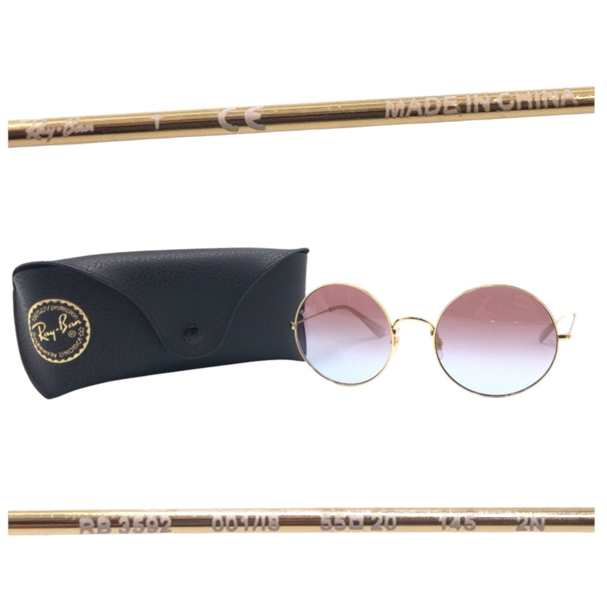 16134
Ray-Ban レイバン ジャジョ レギュラーフィット ゴールド ピンク ブルー メタル RB3592 001/06 5520 145 2N サングラス 男女兼用 ラウンド メンズ A24