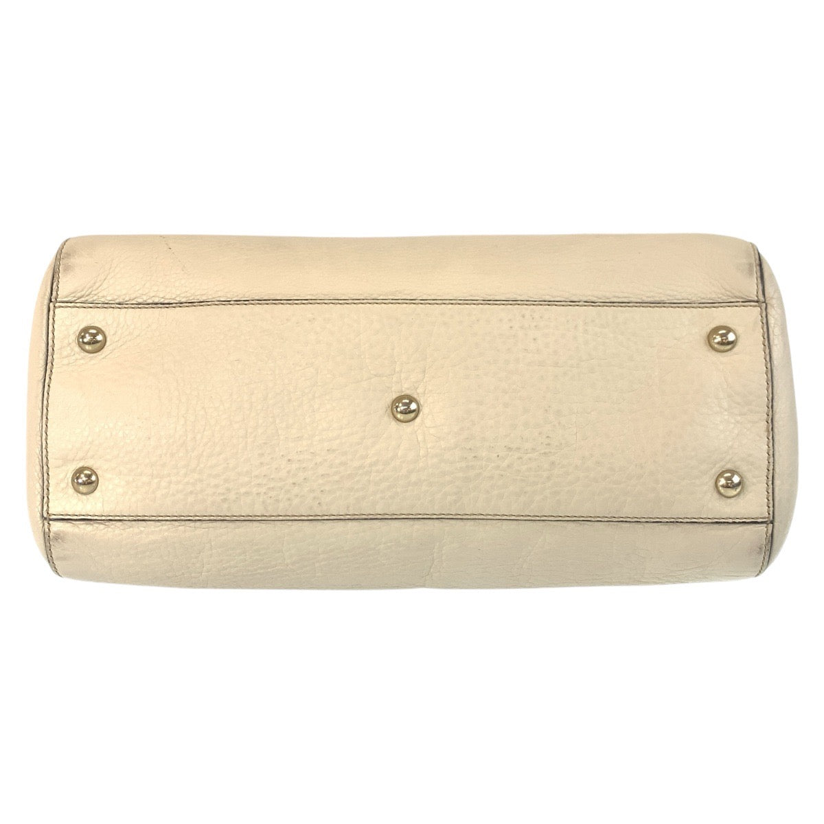 16357
GUCCI グッチ インターロッキング オフホワイト ゴールド金具 レザー ハンドバッグ レディース AB48