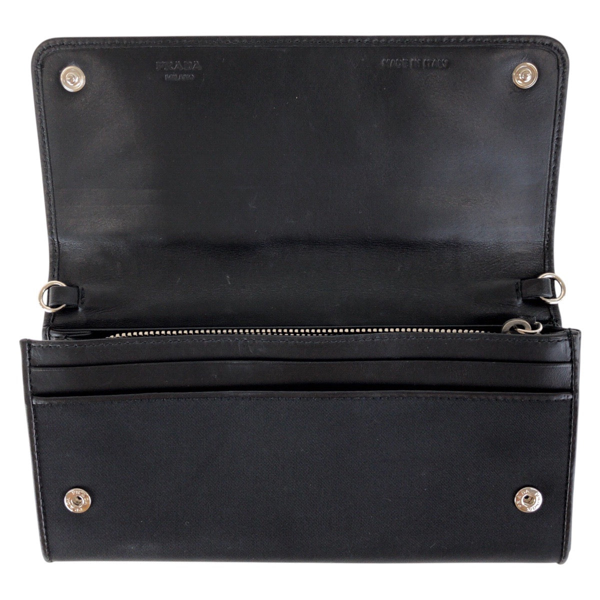 16381
PRADA プラダ テスート 三角ロゴプレート ビジュー テディベア ブラック 黒 シルバー金具 ナイロン / レザー 長財布 ロングウォレット レディース