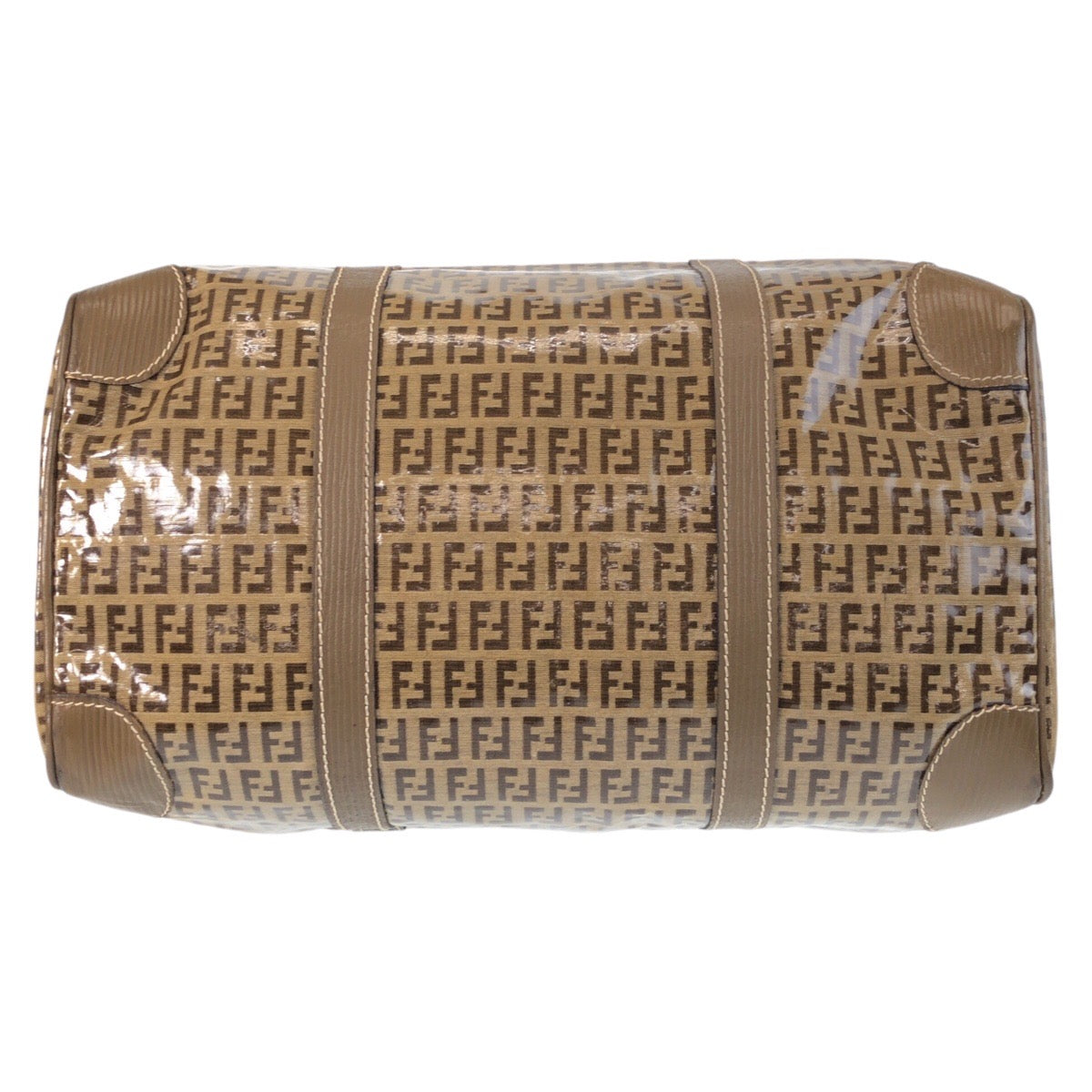 16391
FENDI フェンディ ヴィンテージ ズッカ ベージュ ブラウン PVC / レザー ハンドバッグ ボストンバッグ レディース