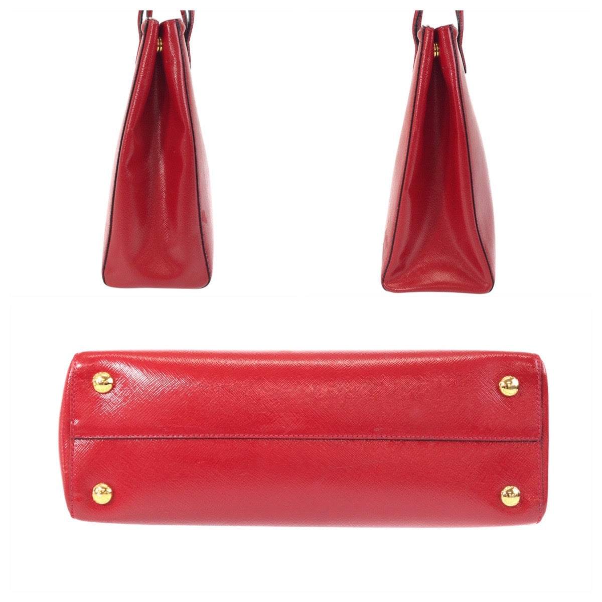 16401
PRADA プラダ サフィアーノ レッド ゴールド金具 レザー トートバッグ ショルダーバッグ 2way レディース ABP58