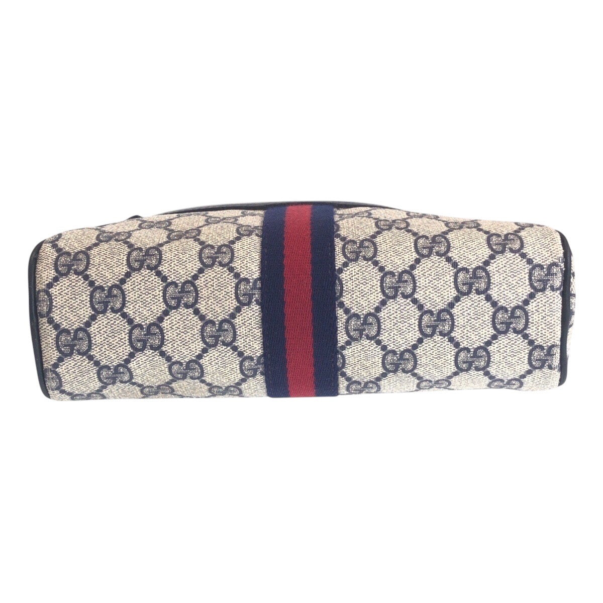 16541
GUCCI グッチ ヴィンテージ シェリーライン オールドグッチ グレー ネイビー ゴールド金具 GGスプリームキャンバス / レザー 010 378 ショルダーバッグ ポシェット レディース AB40