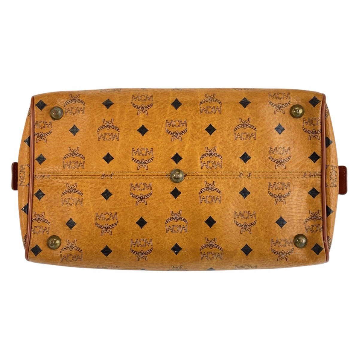 16548
MCM エム シー エム ヴィセトス ブラウン ゴールド金具 レザー ハンドバッグ ボストンバッグ レディース