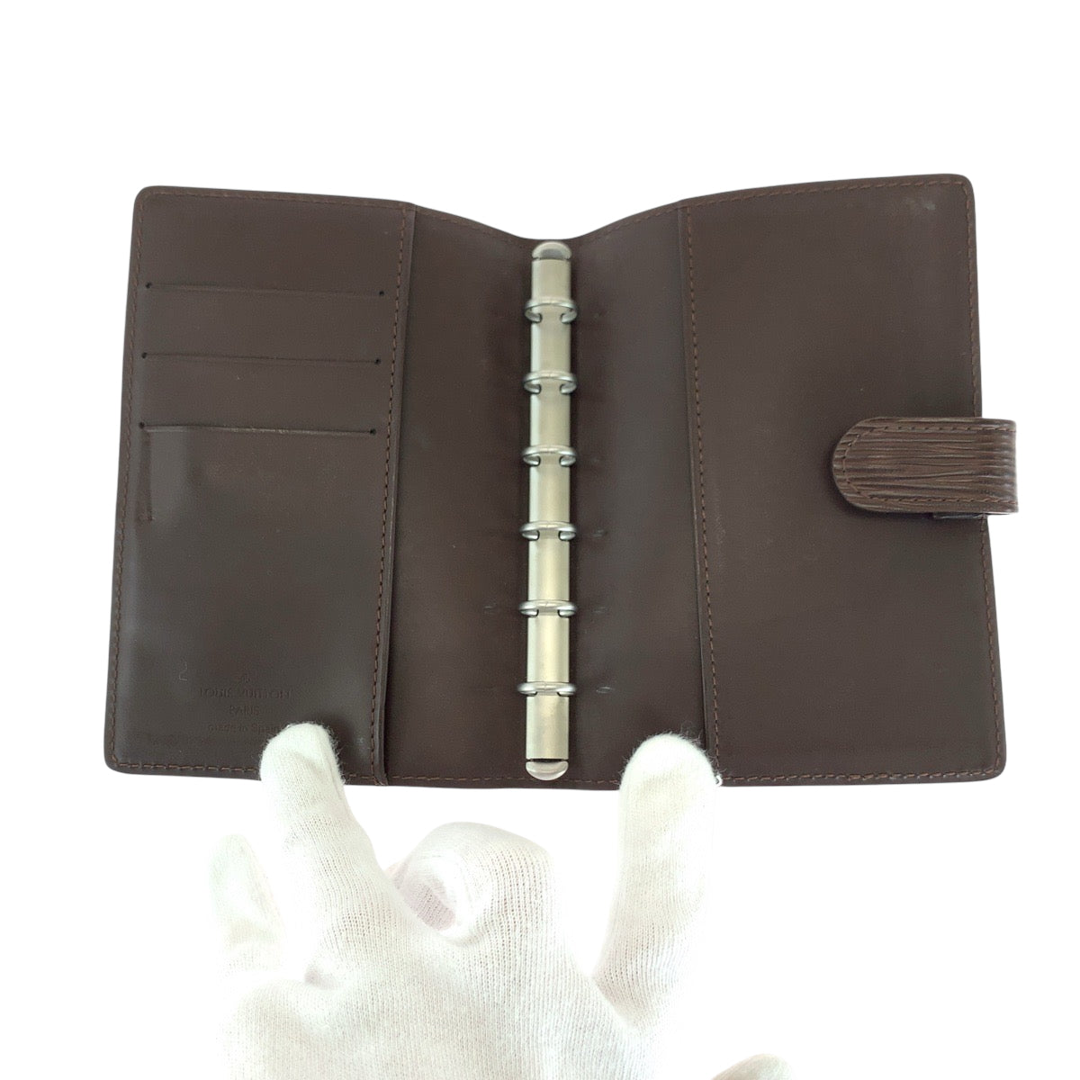 16566
LOUIS VUITTON ルイヴィトン エピ アジェンダPM 男女兼用 ブラウン シルバー金具 エピレザー R2005D 手帳カバー 6穴式 メンズ