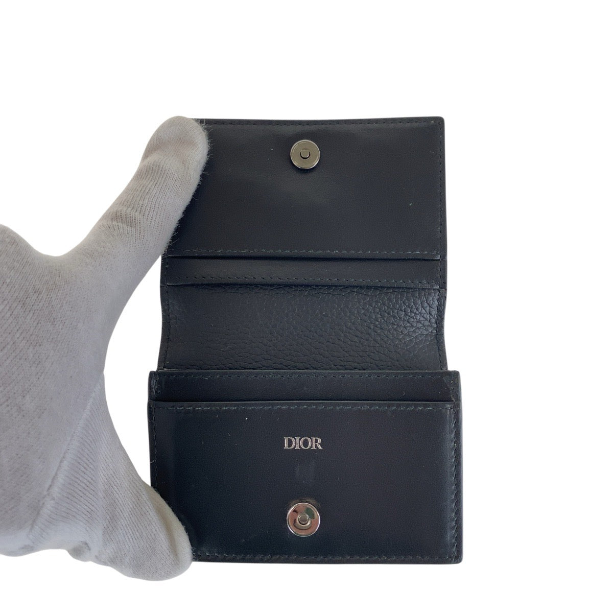 16574
Dior ディオール ブラック 黒 ガンメタ金具 レザー カードケース 名刺入れ 男女兼用 メンズ
