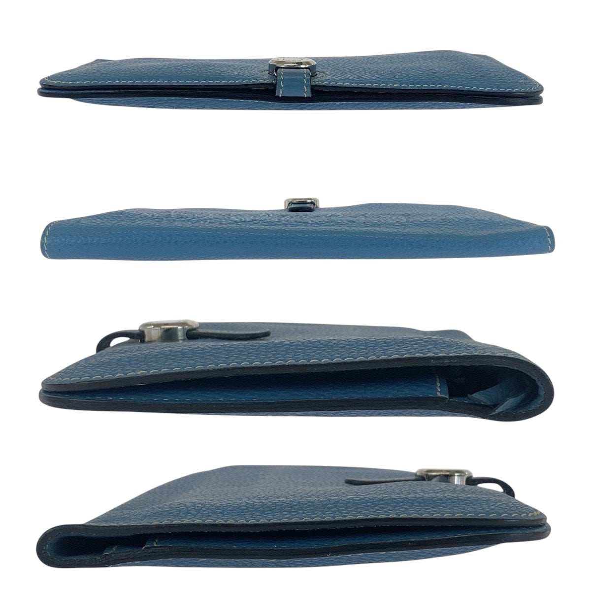 16575
HERMES エルメス ドゴン GM ブルージーン シルバー金具 トゴ 長財布 ロングウォレット 男女兼用 □B刻印 レディース AB44