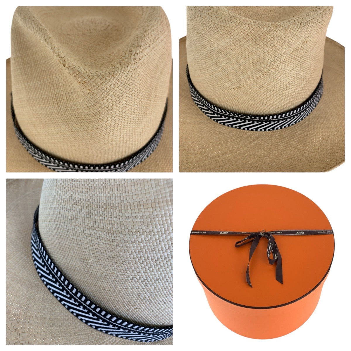 16625
HERMES エルメス パナマハット サイズ56 ベージュ シルバー金具 ストロー ハット 麦わら帽子 メンズ A48
