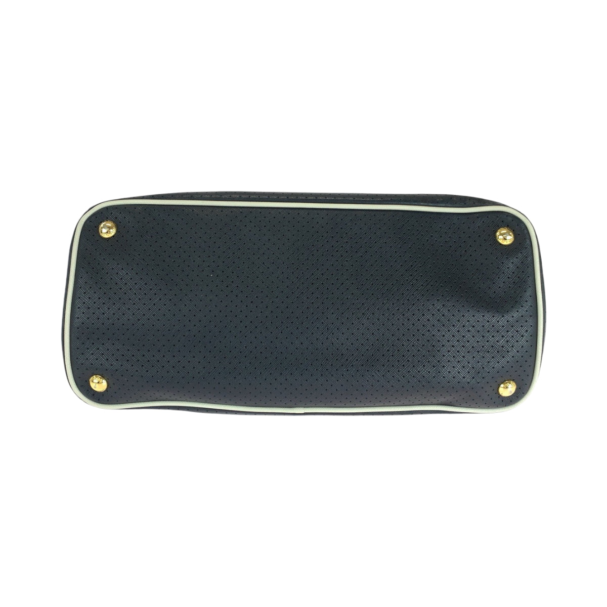 16656
PRADA プラダ サフィアーノ パンチング 三角ロゴプレート ブラック 黒 ホワイト ゴールド金具 レザー BN1875 トートバッグ ハンドバッグ レディース ABP50
