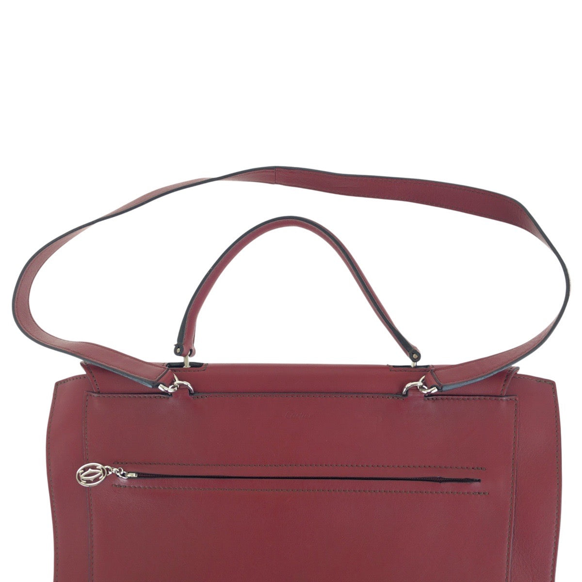 16669
CARTIER カルティエ マルチェロ ドゥ カルティエ サッチェルバッグ ワインレッド ボルドー シルバー金具 レザー ハンドバッグ ショルダーバッグ 2way レディース ABP55