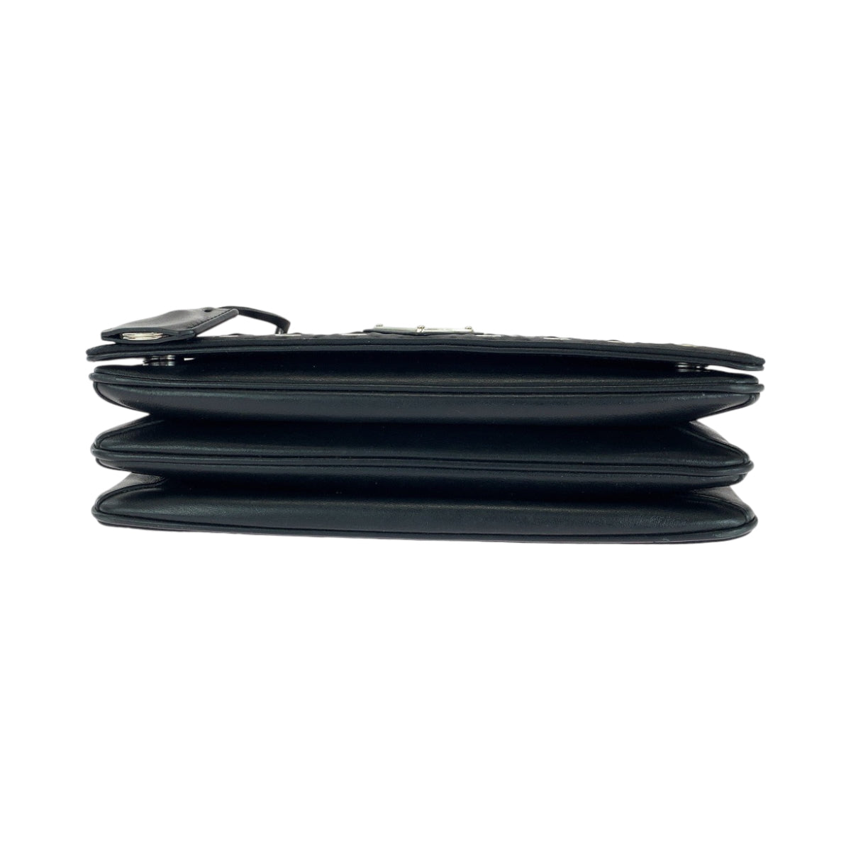 16701
PRADA プラダ テスート 三角ロゴプレート グロメット ブラック 黒 シルバー金具 ナイロン / カーフ 1BD010 ハトメ チェーンショルダーバッグ レディース