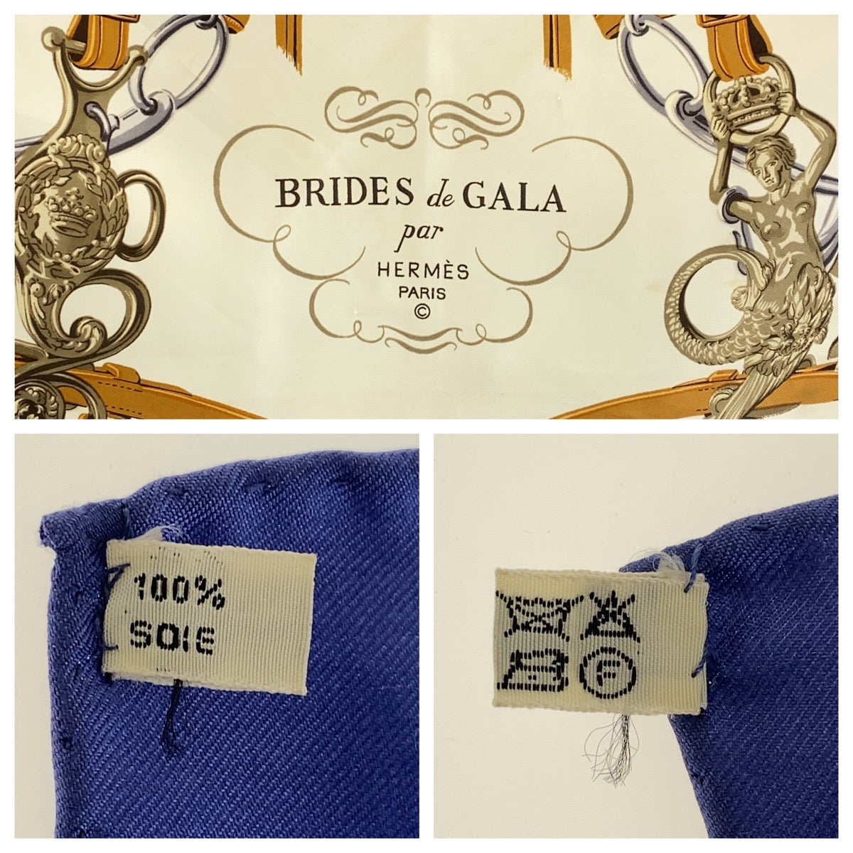 16718
HERMES エルメス BRIDES de GALA 式典用馬勒 カレ90 ネイビー マルチカラー シルク スカーフ レディース
