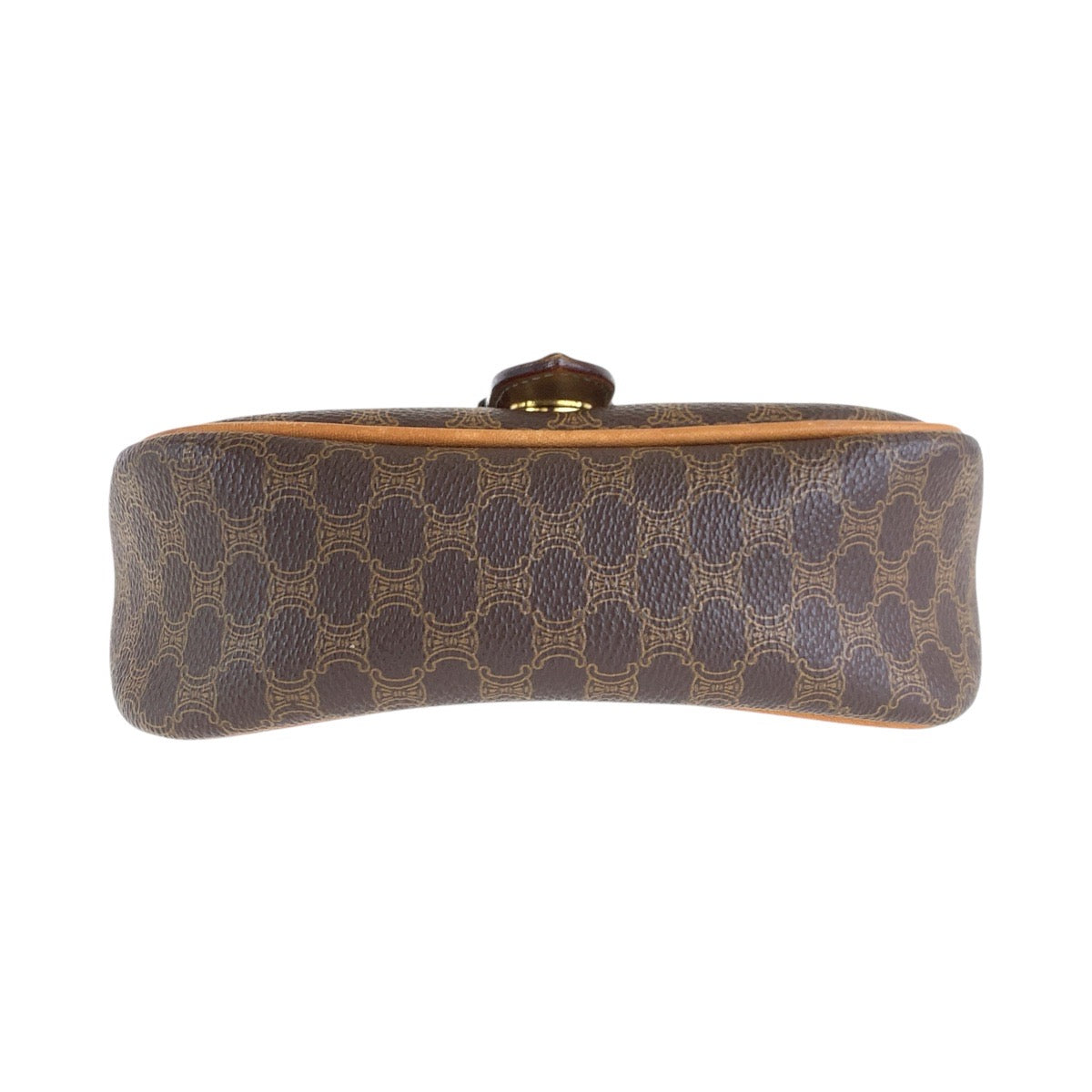 16743
CELINE セリーヌ ヴィンテージ マカダム メダル ブラウン ゴールド金具 PVC / レザー ショルダーバッグ ポシェット レディース ABP40