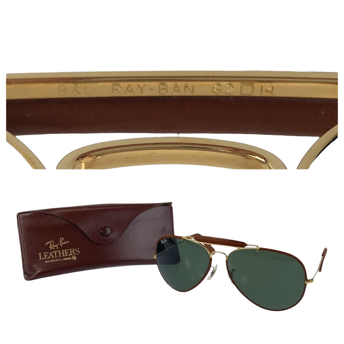 16917
Ray-Ban レイバン ヴィンテージ ボシュロム アビエーター ブラウン ゴールド金具 レザー / メタル 62◻︎14 サングラス ティアドロップ メンズ