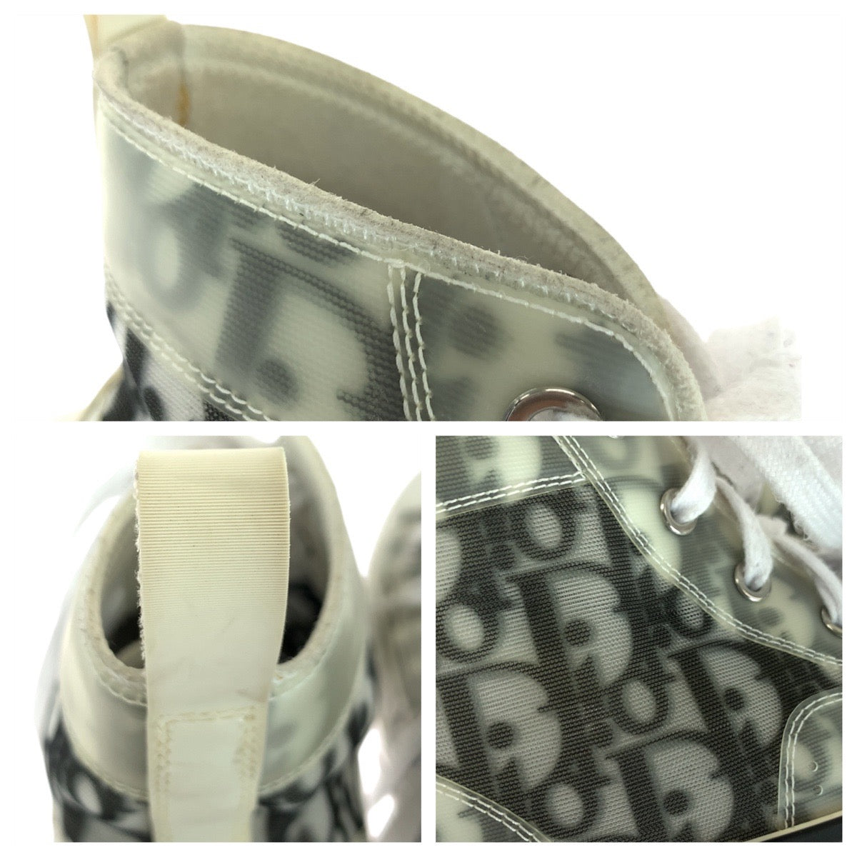 16951
Dior ディオール オブリーク ホワイト 白 ブラック ファブリック / ラバー スニーカー ハイカットスニーカー レディース ABP38