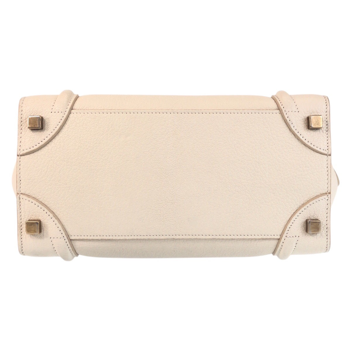 16975
CELINE セリーヌ ラゲージ マイクロ アイボリー ゴールド金具 レザー F-CU-1146 ハンドバッグ トートバッグ レディース AB70