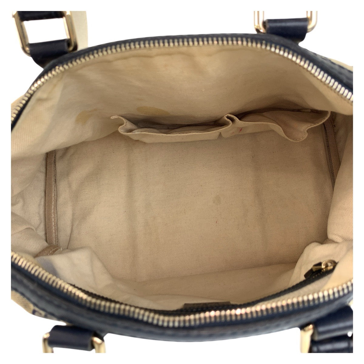 17050
GUCCI グッチ シェリーライン グレー ネイビー ゴールド金具 GGキャンバス / レザー 247205 ハンドバッグ ミニボストンバッグ レディース AB73